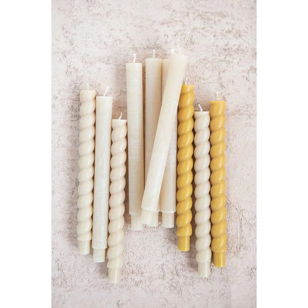 10" Set of 2 Twisted Taper Candles in Cream