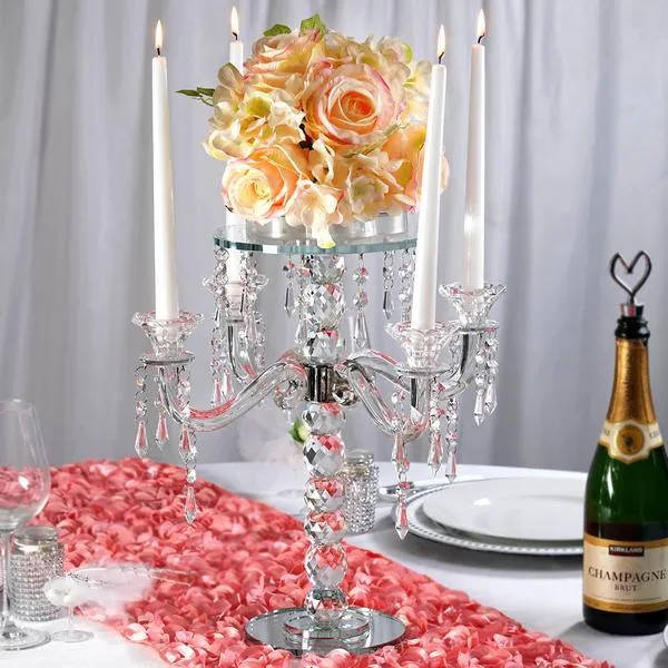15" Gemcut Egyption Handcrafted Glass Candelabra Votive Candle Holder With Crystal Chains - 1 PCS