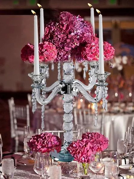 15" Gemcut Egyption Handcrafted Glass Candelabra Votive Candle Holder With Crystal Chains - 1 PCS
