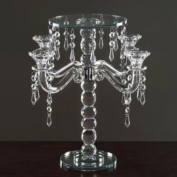 15" Gemcut Egyption Handcrafted Glass Candelabra Votive Candle Holder With Crystal Chains - 1 PCS