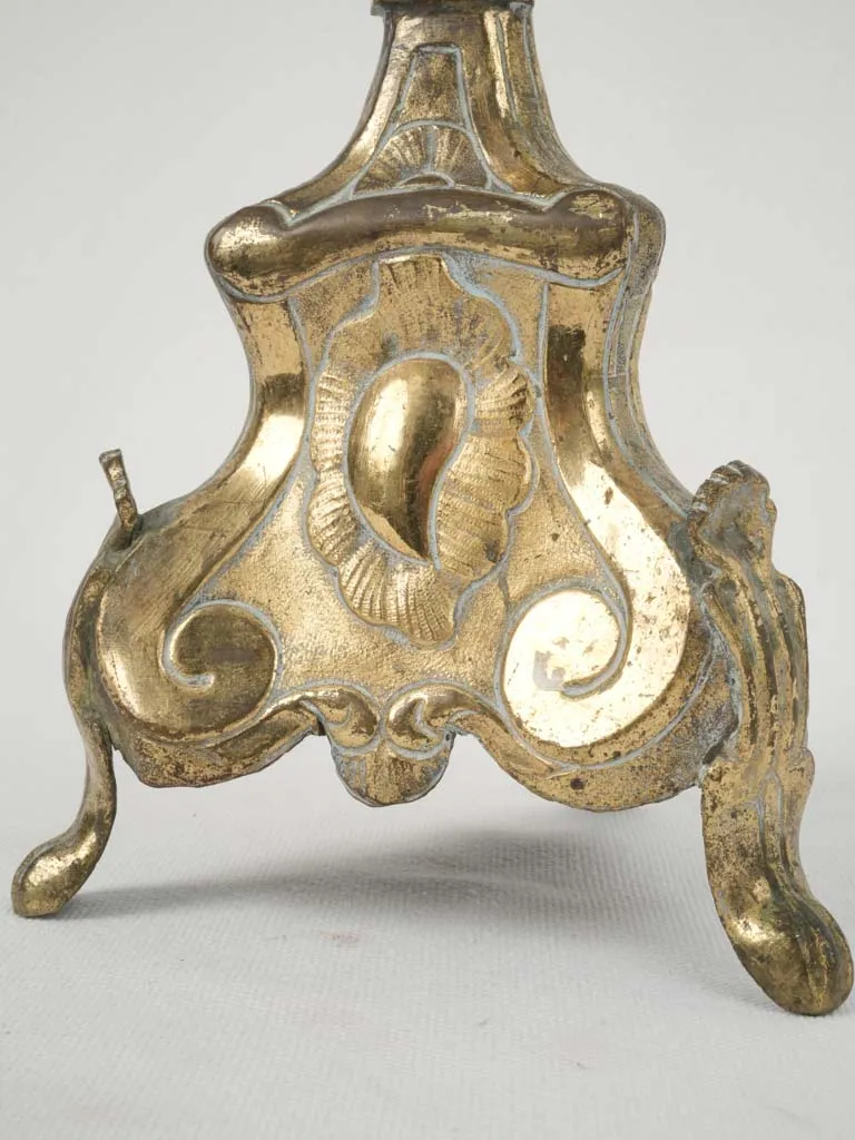 19th Century Gilded Brass Church Candlestick 18½"