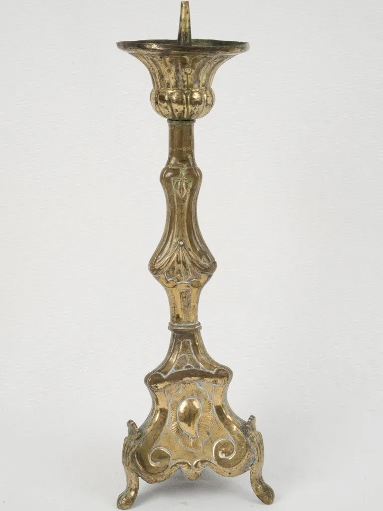 19th Century Gilded Brass Church Candlestick 18½"