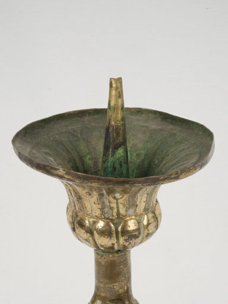 19th Century Gilded Brass Church Candlestick 18½"