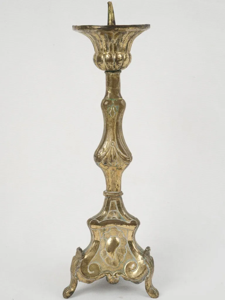 19th Century Gilded Brass Church Candlestick 18½"