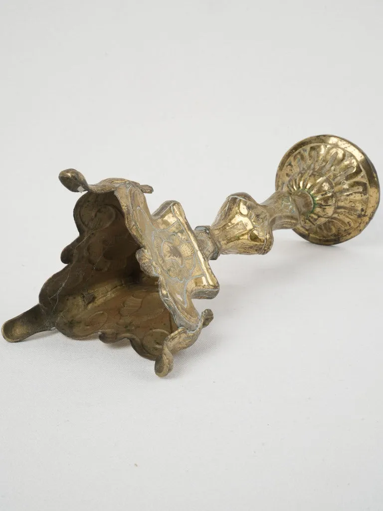 19th Century Gilded Brass Church Candlestick 18½"