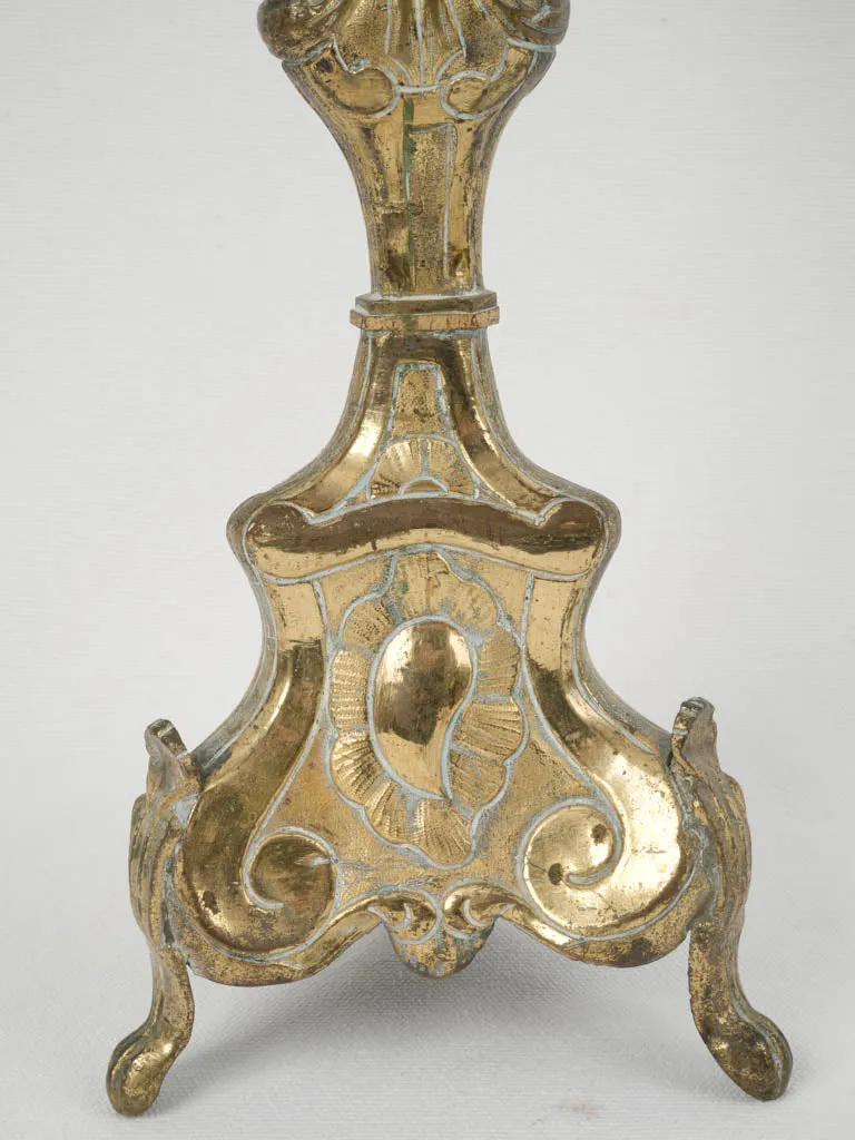 19th Century Gilded Brass Church Candlestick 18½"