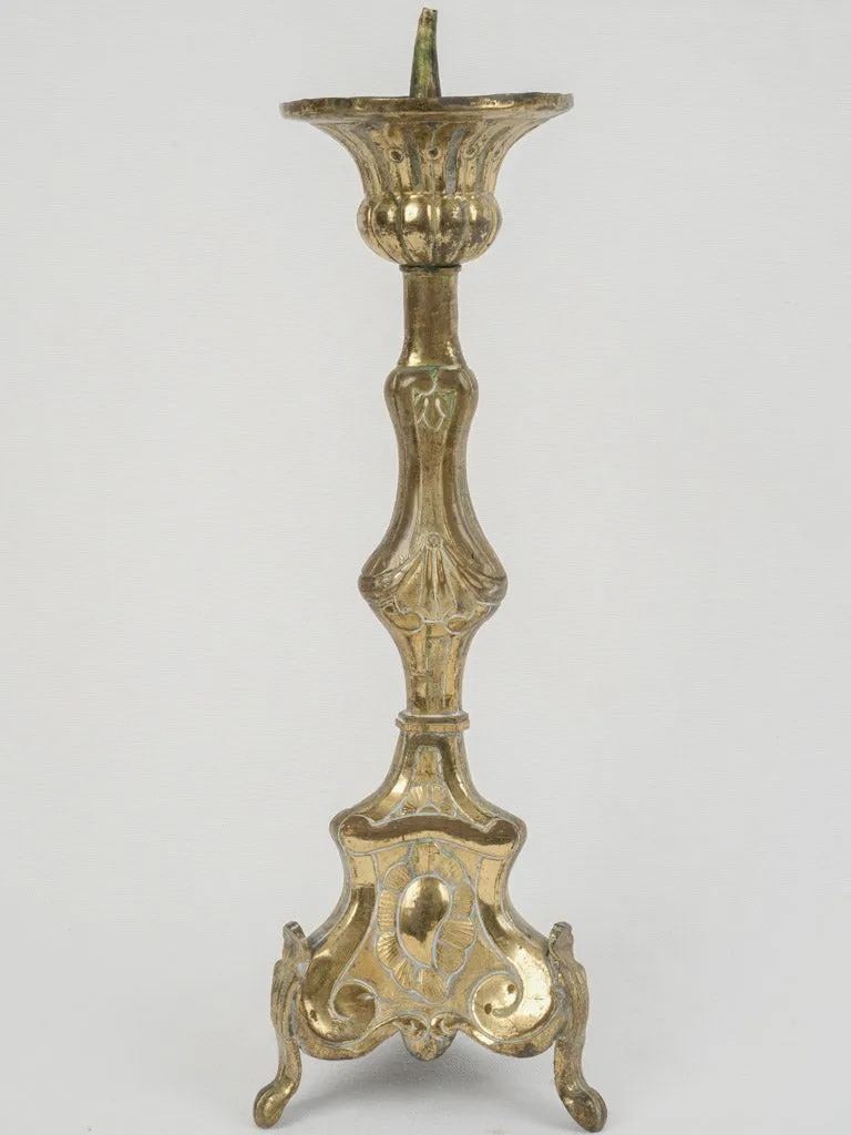 19th Century Gilded Brass Church Candlestick 18½"