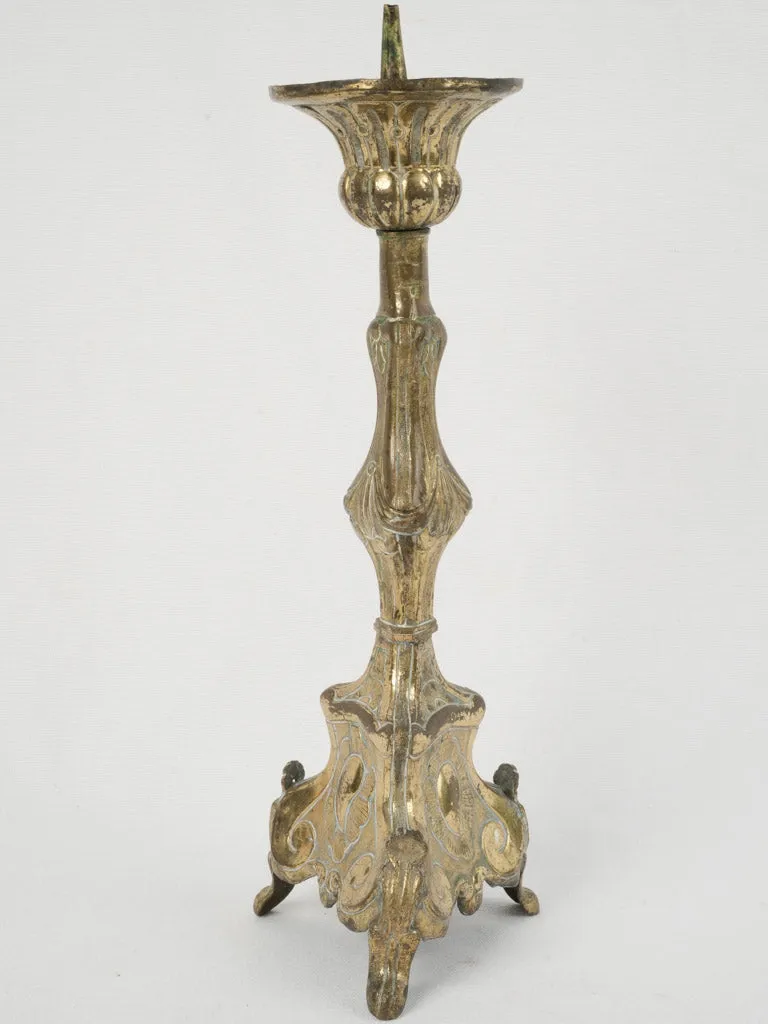19th Century Gilded Brass Church Candlestick 18½"