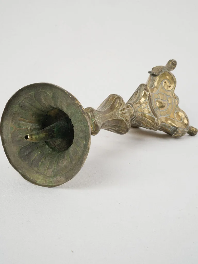 19th Century Gilded Brass Church Candlestick 18½"