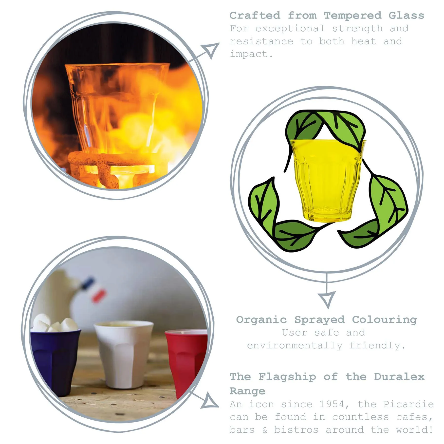 200ml Picardie Tumbler Glasses - Pack of Six - By Duralex