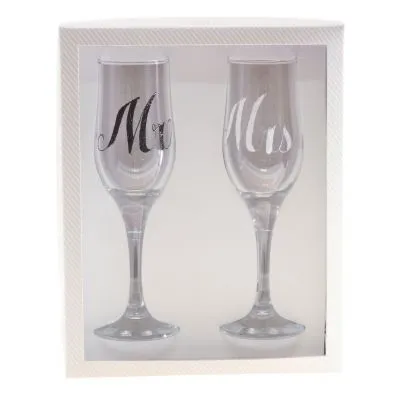 2pk Mr & Mrs Champagne Glasses