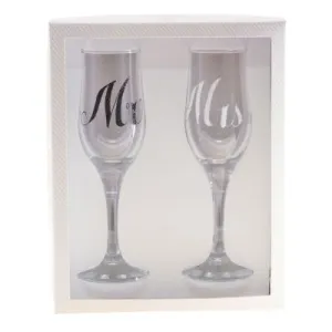 2pk Mr & Mrs Champagne Glasses