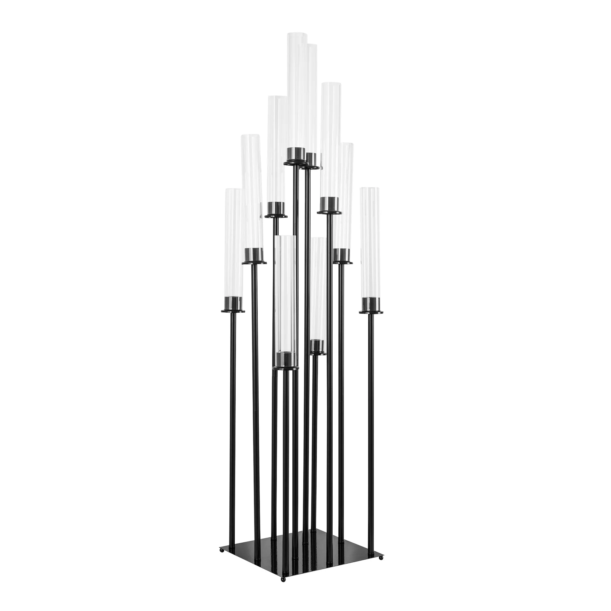 48" Tall 10 Arm Candle Holder Candelabra Centerpiece - Black