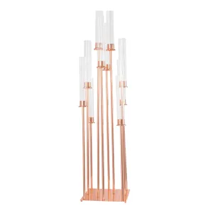 48" Tall 10 Arm Candle Holder Candelabra Centerpiece - Rose Gold