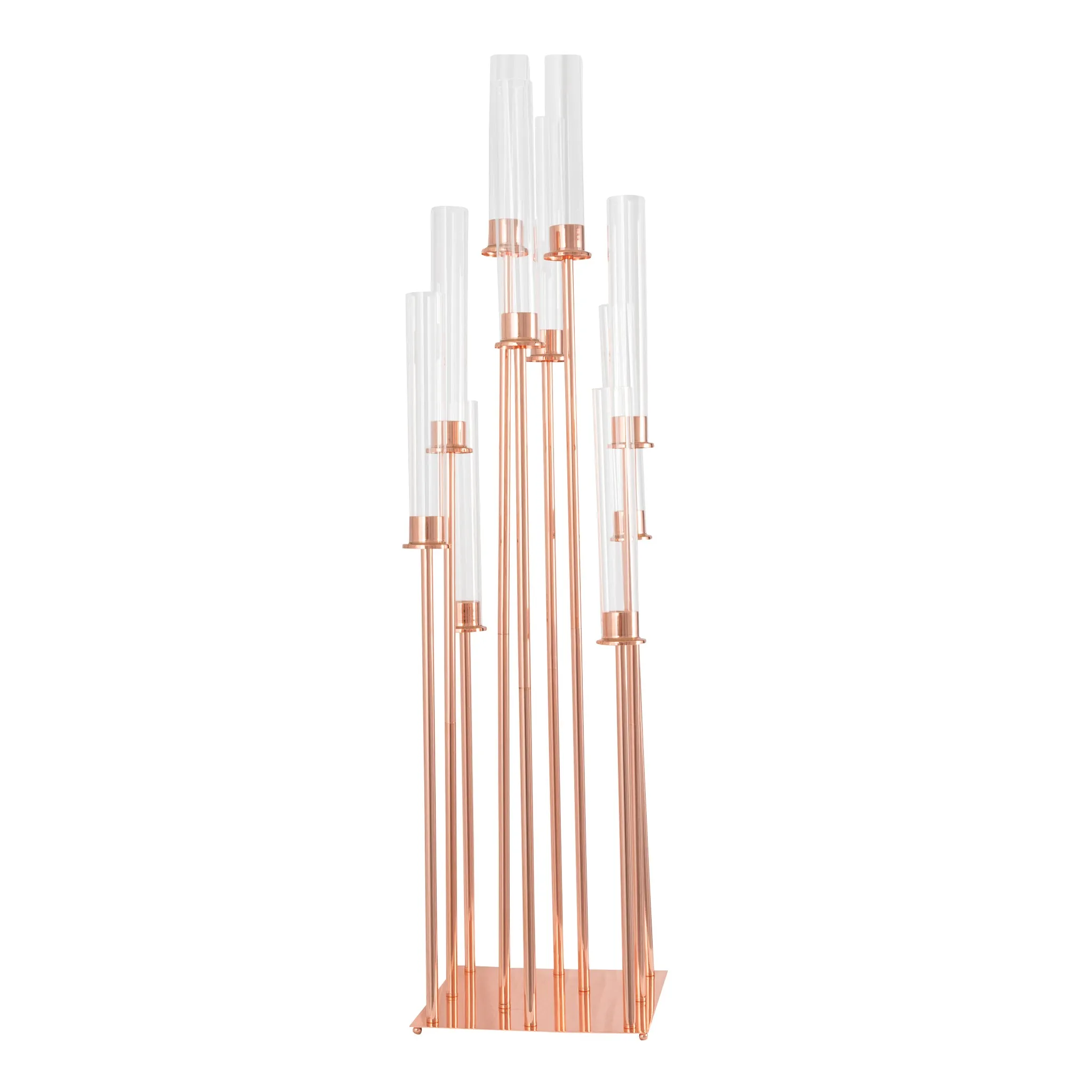 48" Tall 10 Arm Candle Holder Candelabra Centerpiece - Rose Gold