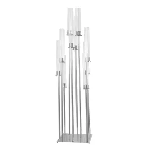 48" Tall 10 Arm Candle Holder Candelabra Centerpiece - Silver