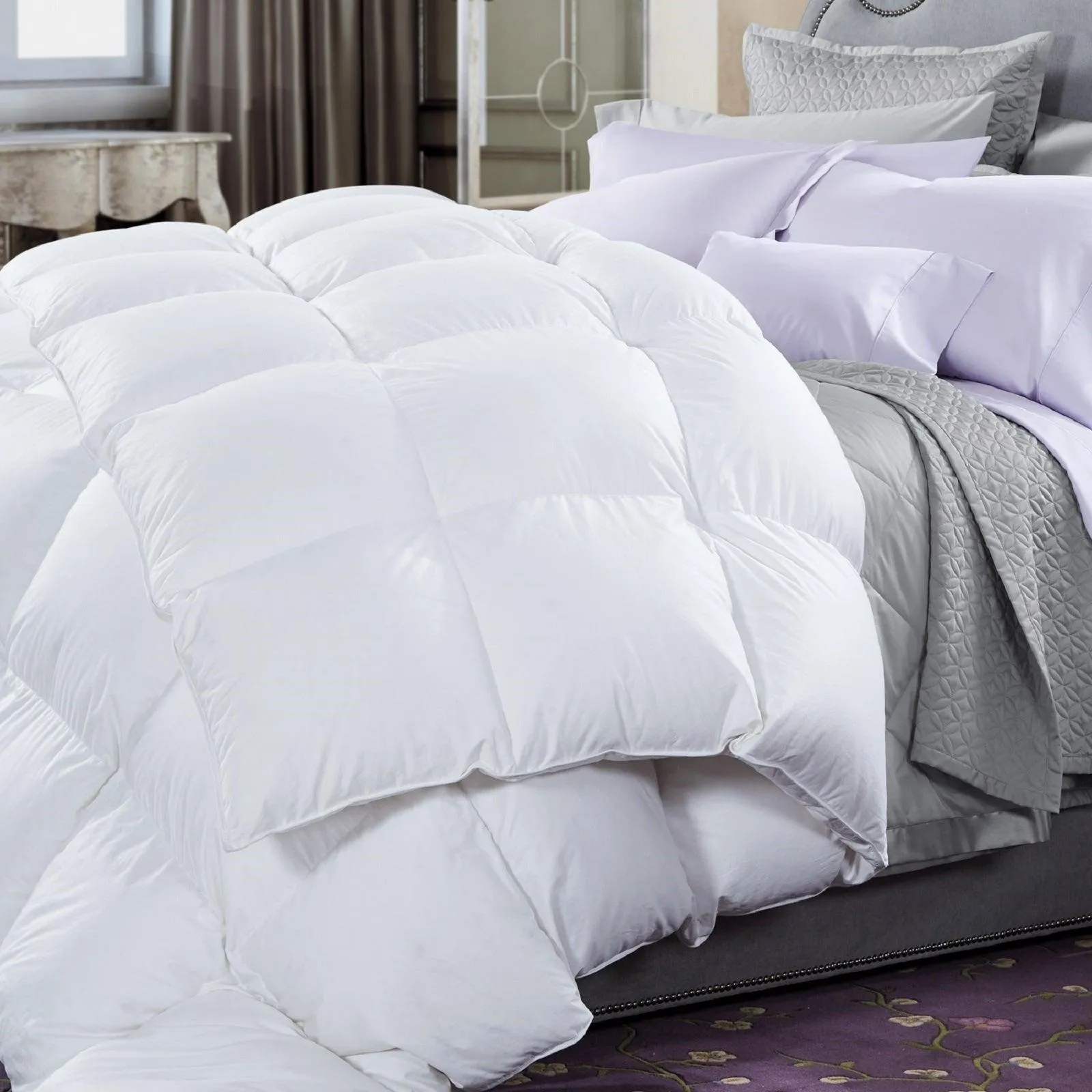50% Duck Feather & 50% Duck Down Quilt 500GSM   Duck Pillows Twin Pack Combo - Queen - White
