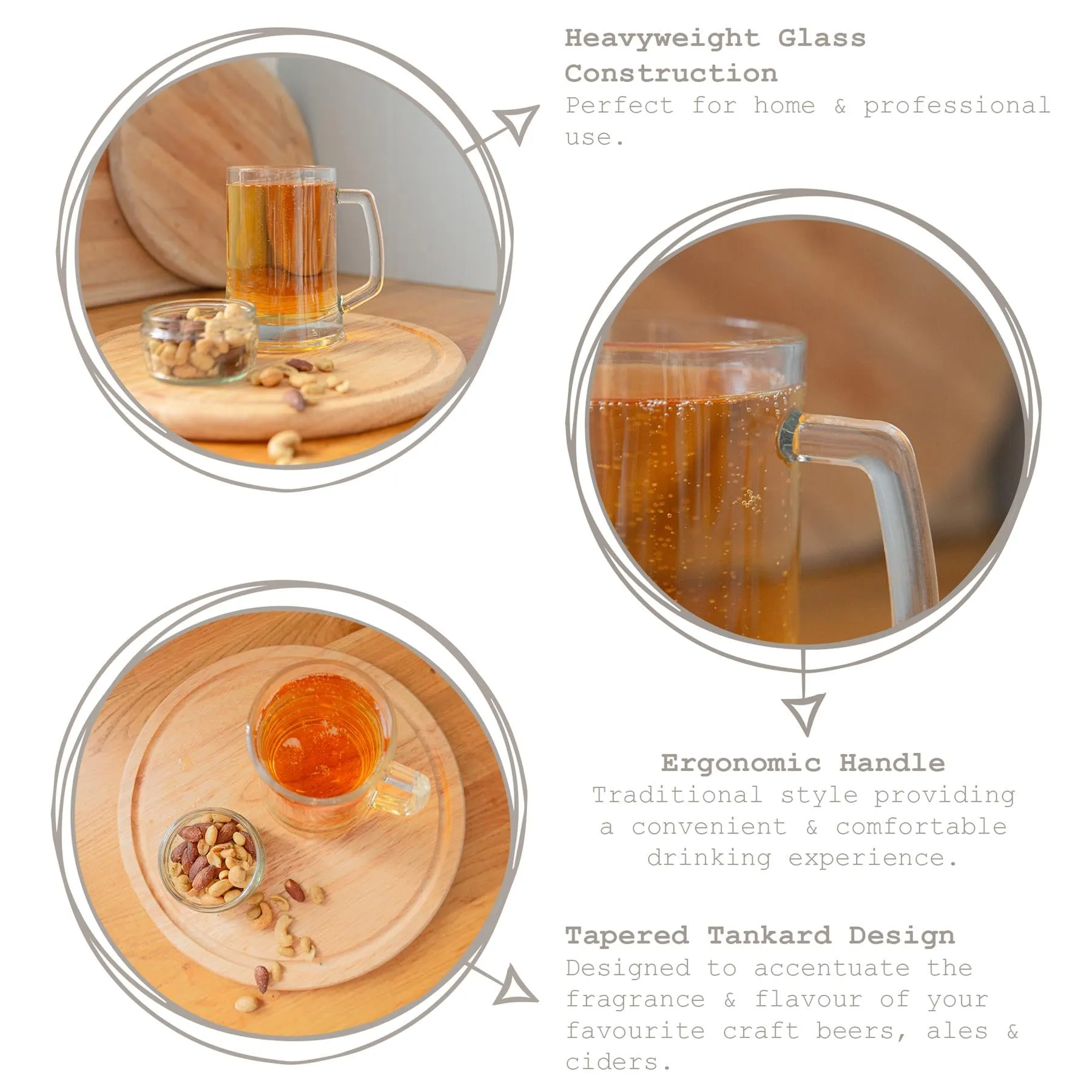 500ml Glass Beer Mugs - Pack of Two - By Rink Drink