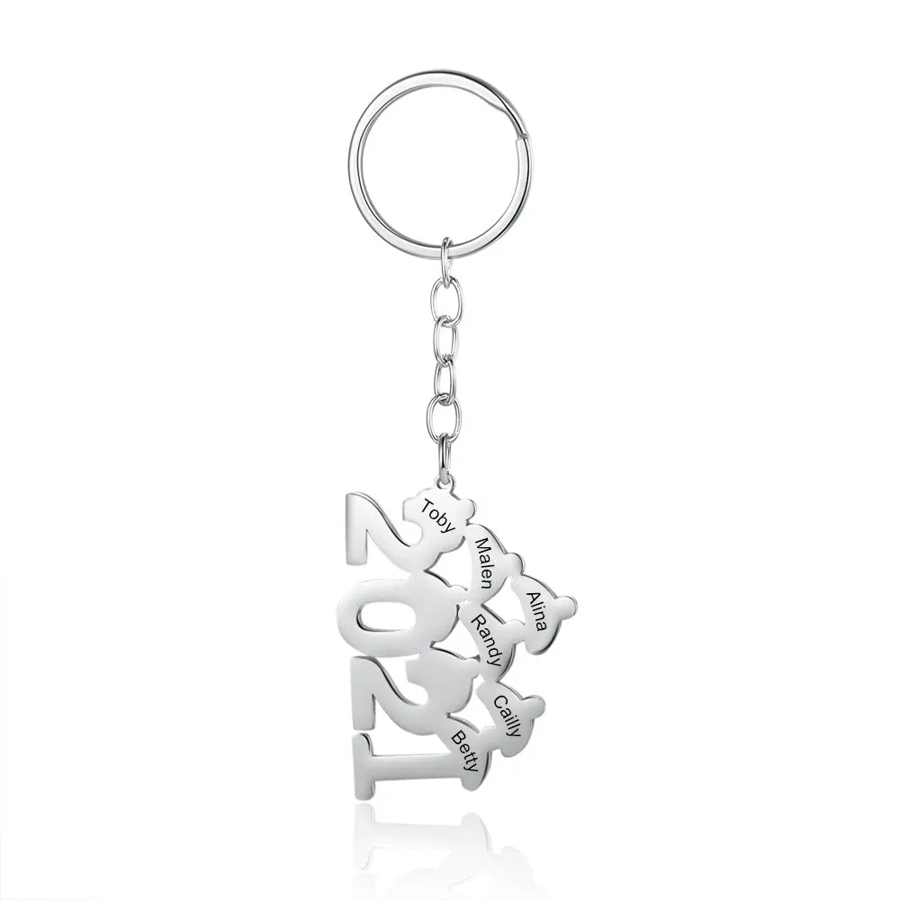 6 Names Engraved Keychains for Ladies