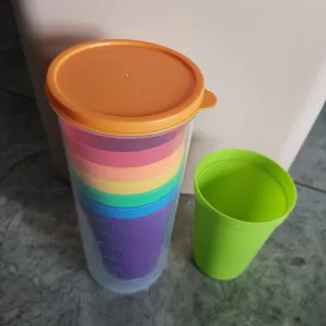 8 Rainbow Cups Reusable Stackable Ideal for Sports and Travel