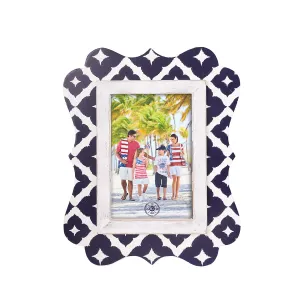 9.45 in. Wood Indigo Ikat Printed Frame