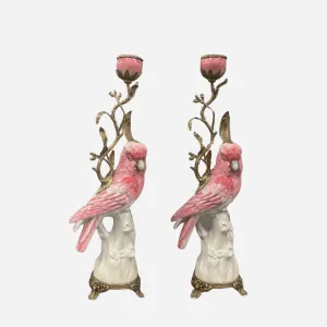 A Pair of Parrot Candlesticks