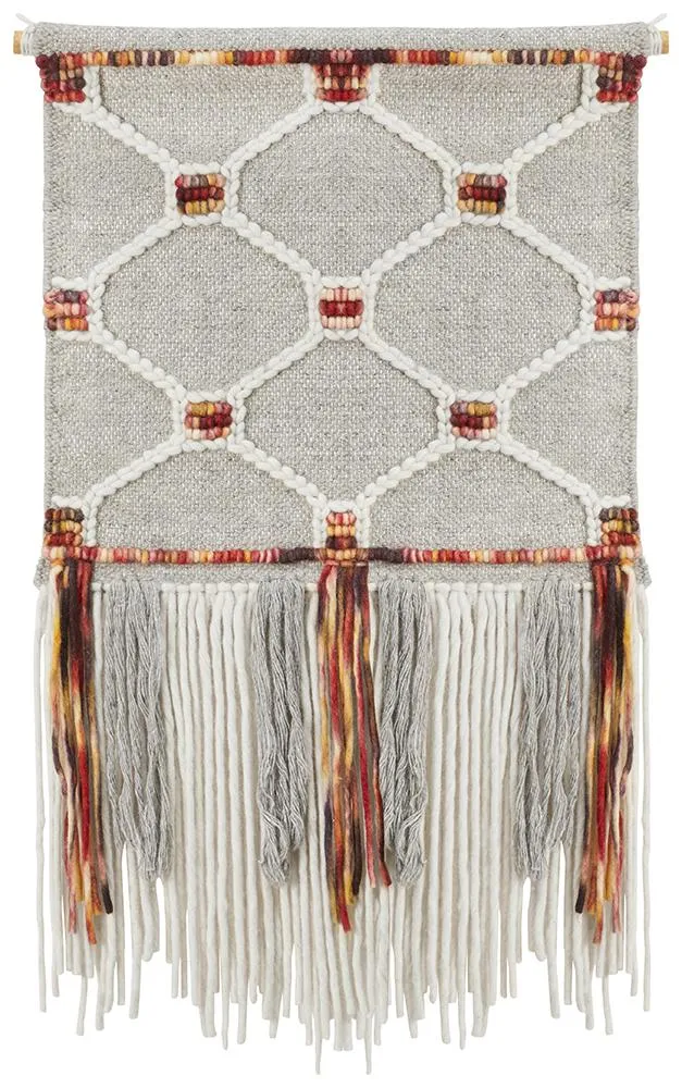 Aladdin Rugs NZ Home Malt Scandi Flatwoven Fringed Wall Hanging
