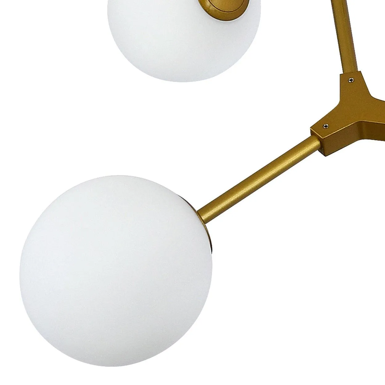 ANKUR 8 HEAD BRANCH WHITE GLOBE WITH GOLD METAL CHANDELIER