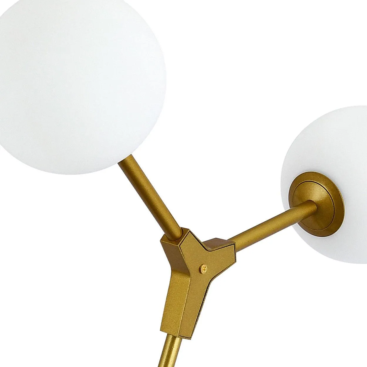 ANKUR 8 HEAD BRANCH WHITE GLOBE WITH GOLD METAL CHANDELIER