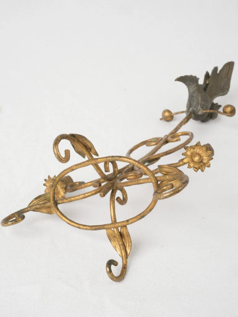 Antique Brass and Bronze Parrot Candlestick 11¾"