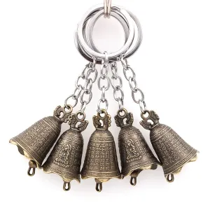 Antique Buddha Bell Keychain Feng Shui Charm Gift Set