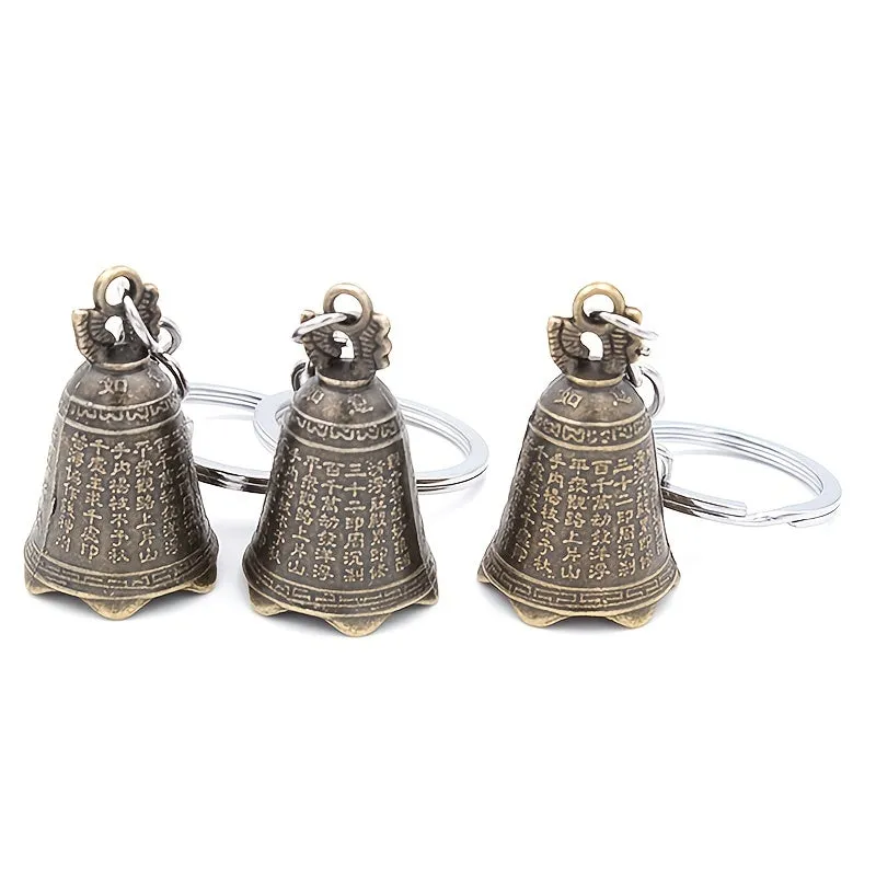 Antique Buddha Bell Keychain Feng Shui Charm Gift Set