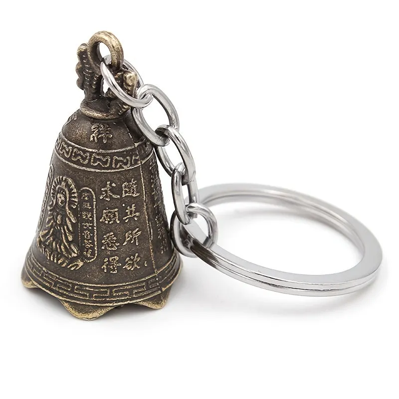 Antique Buddha Bell Keychain Feng Shui Charm Gift Set