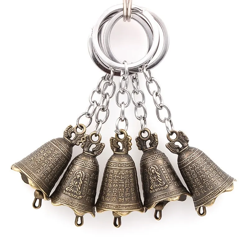 Antique Buddha Bell Keychain Feng Shui Charm Gift Set