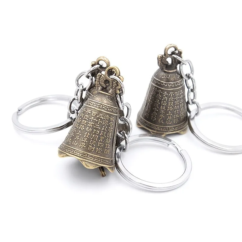 Antique Buddha Bell Keychain Feng Shui Charm Gift Set