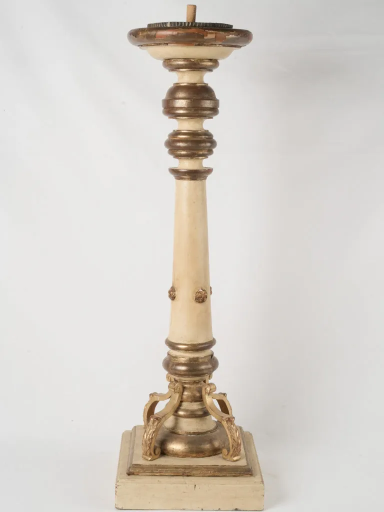 Antique Italian Gilt and Painted Wood Torchère  Floor Candlestick - 45¾"