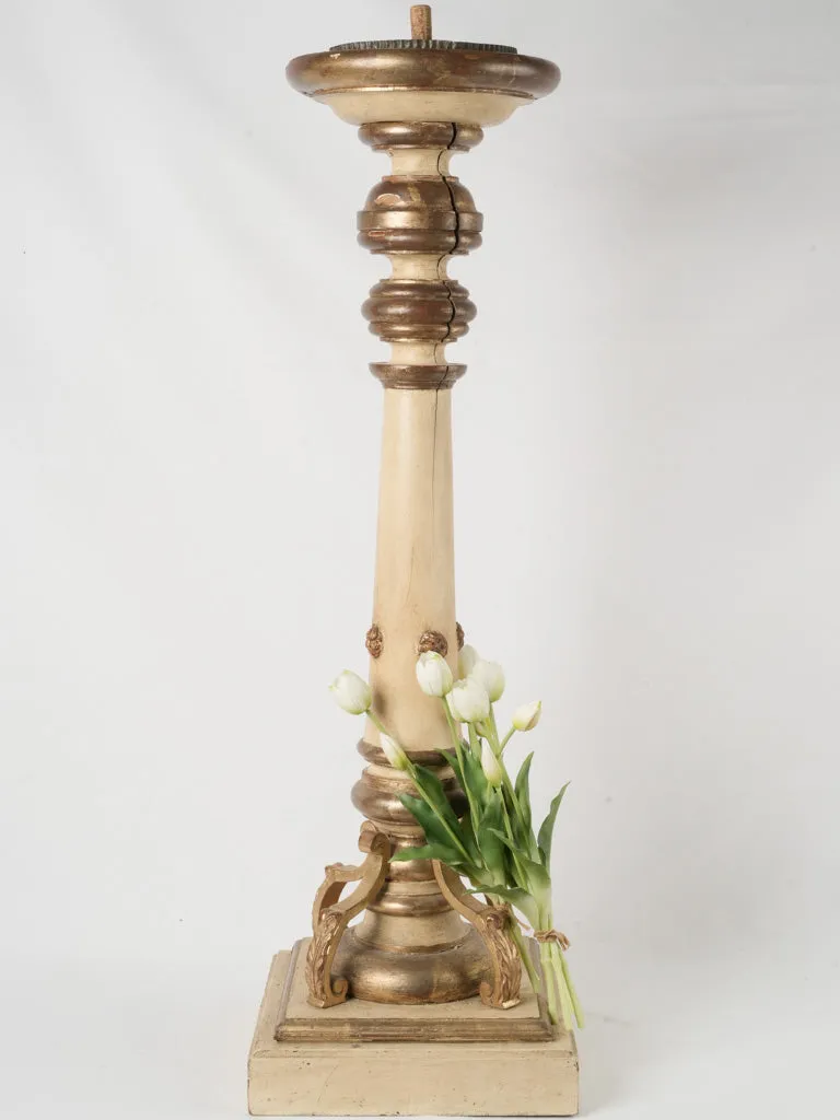 Antique Italian Gilt and Painted Wood Torchère  Floor Candlestick - 45¾"