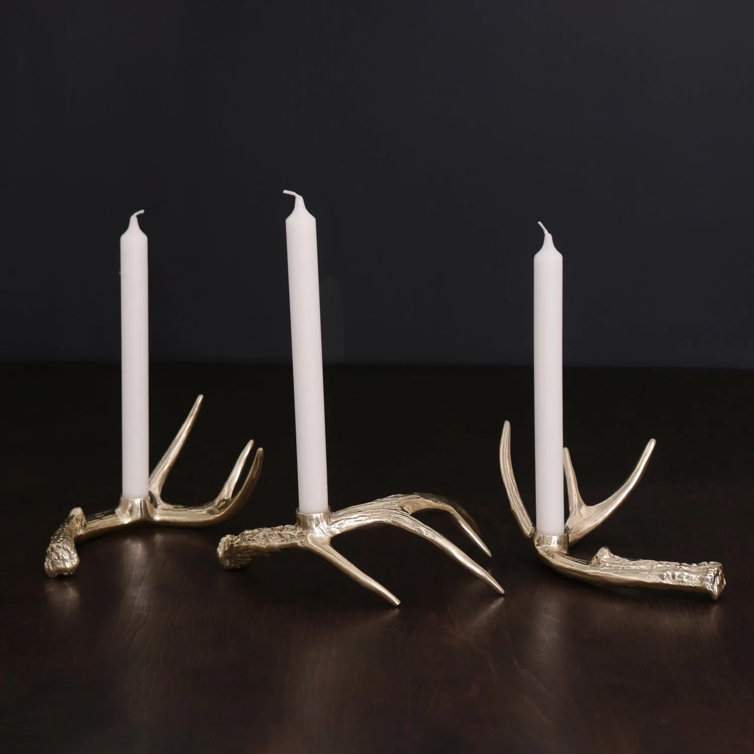 Antler Candlesticks, Gold - Set of 3