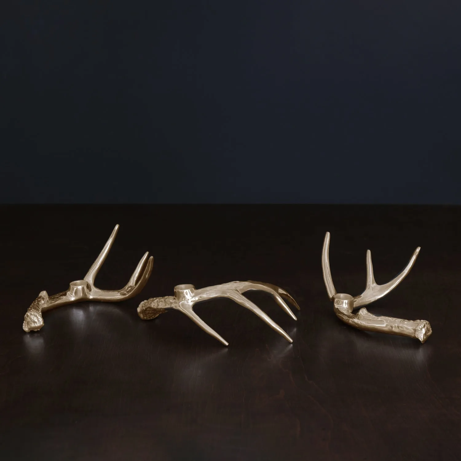 Antler Candlesticks, Gold - Set of 3