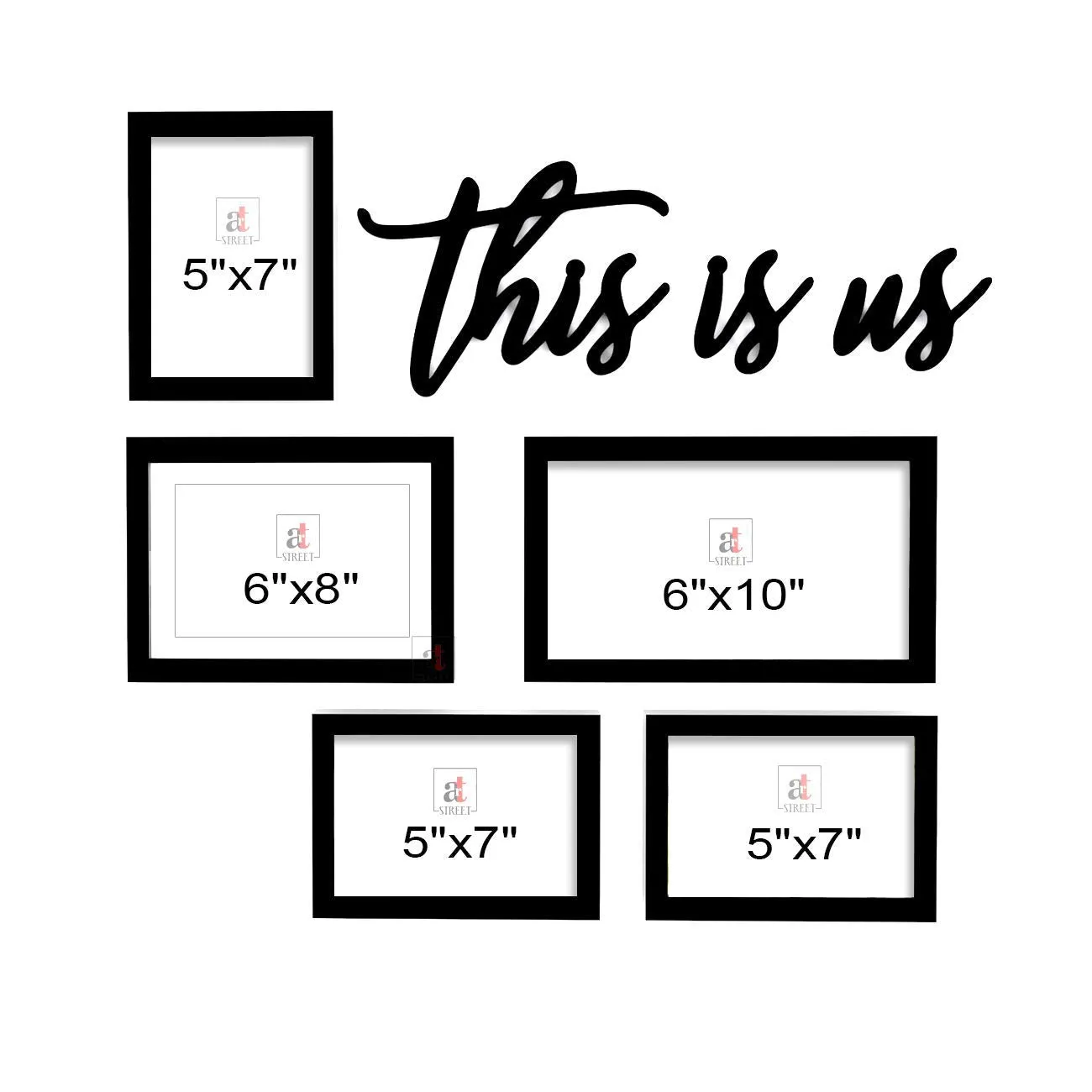 Art Street Valentine Theme Set of 5 Wall Photo Frame This Is US MDF Plaque for Valentine Day Celebration-Size -5x7, 6x8, 6x10 Inches