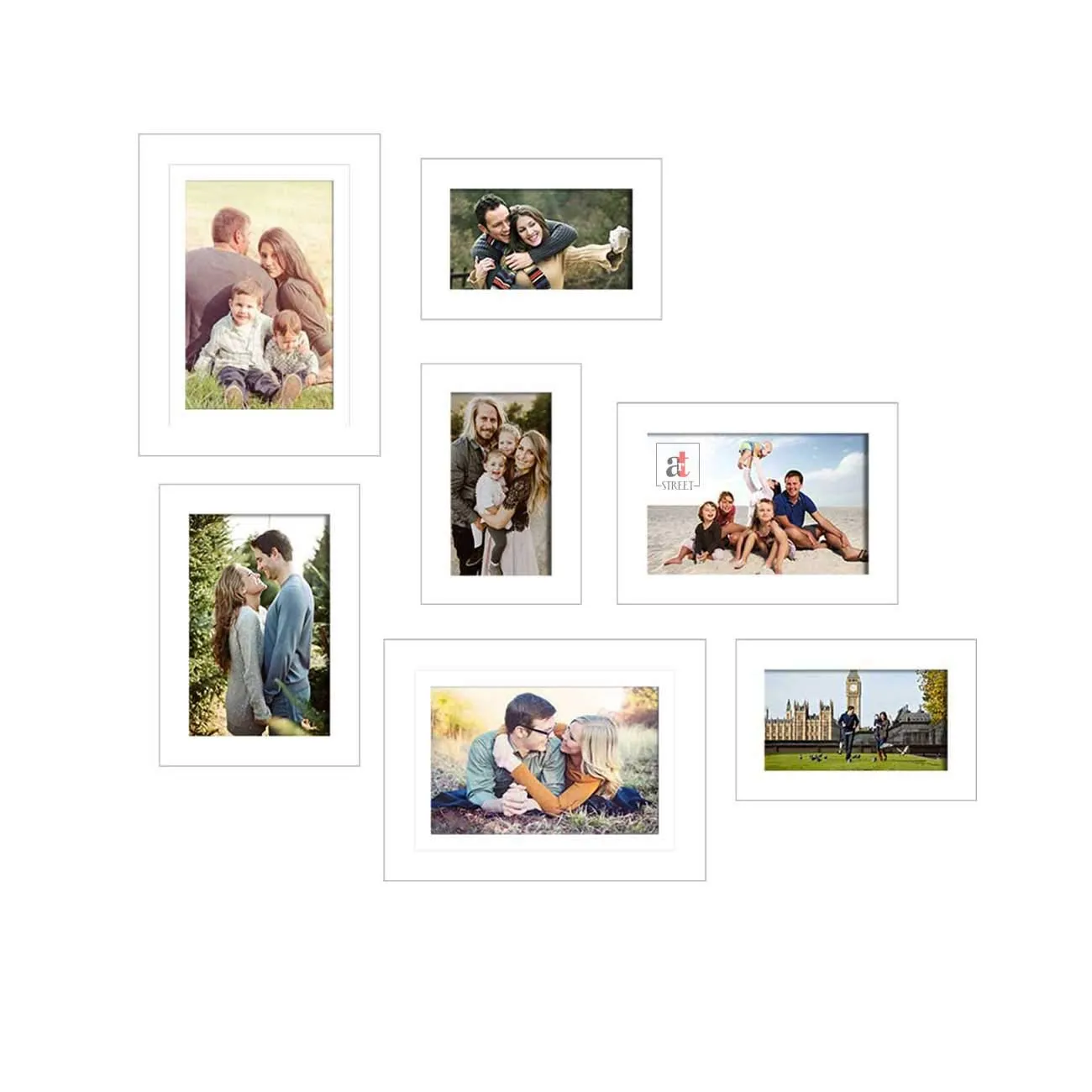 Art Street White Photo Frame Set of 7 for Home Decor (White, 4x6, 5x7, 6x8 Inches)