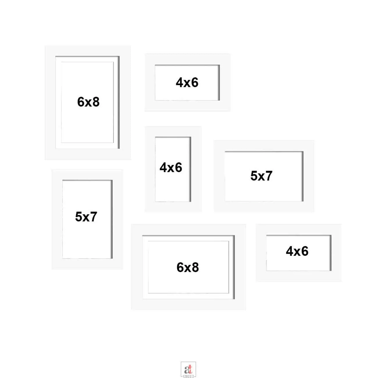 Art Street White Photo Frame Set of 7 for Home Decor (White, 4x6, 5x7, 6x8 Inches)