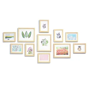 ArtzFolio Wall Photo Frame D211 | Wall Photo Frame Collage for Living Room | Picture Frames Home & Wall Decoration | Natural Brown | Set of 11 Units With Mat | 6x8-8 Unit | 8x10-3 Unit