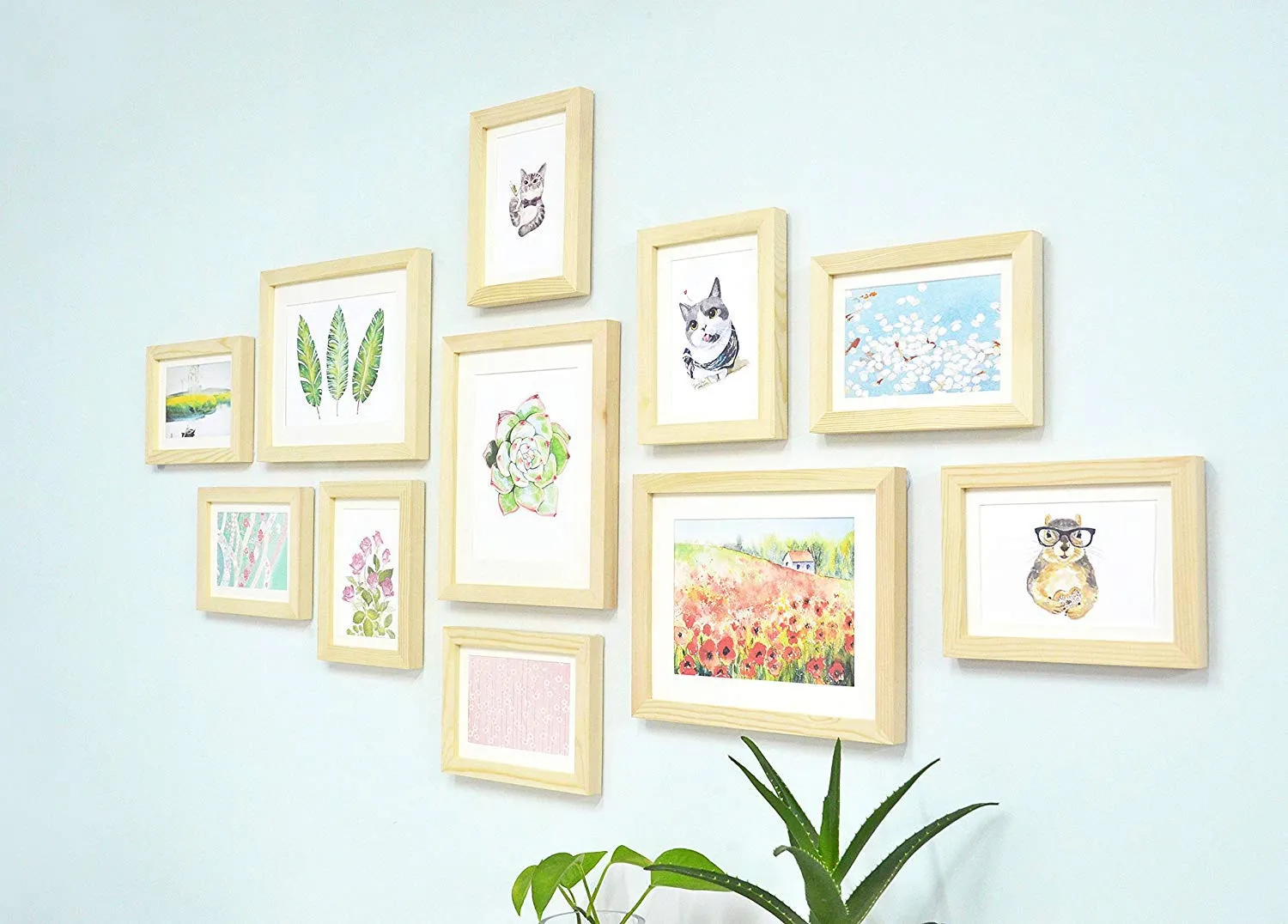 ArtzFolio Wall Photo Frame D211 | Wall Photo Frame Collage for Living Room | Picture Frames Home & Wall Decoration | Natural Brown | Set of 11 Units With Mat | 6x8-8 Unit | 8x10-3 Unit