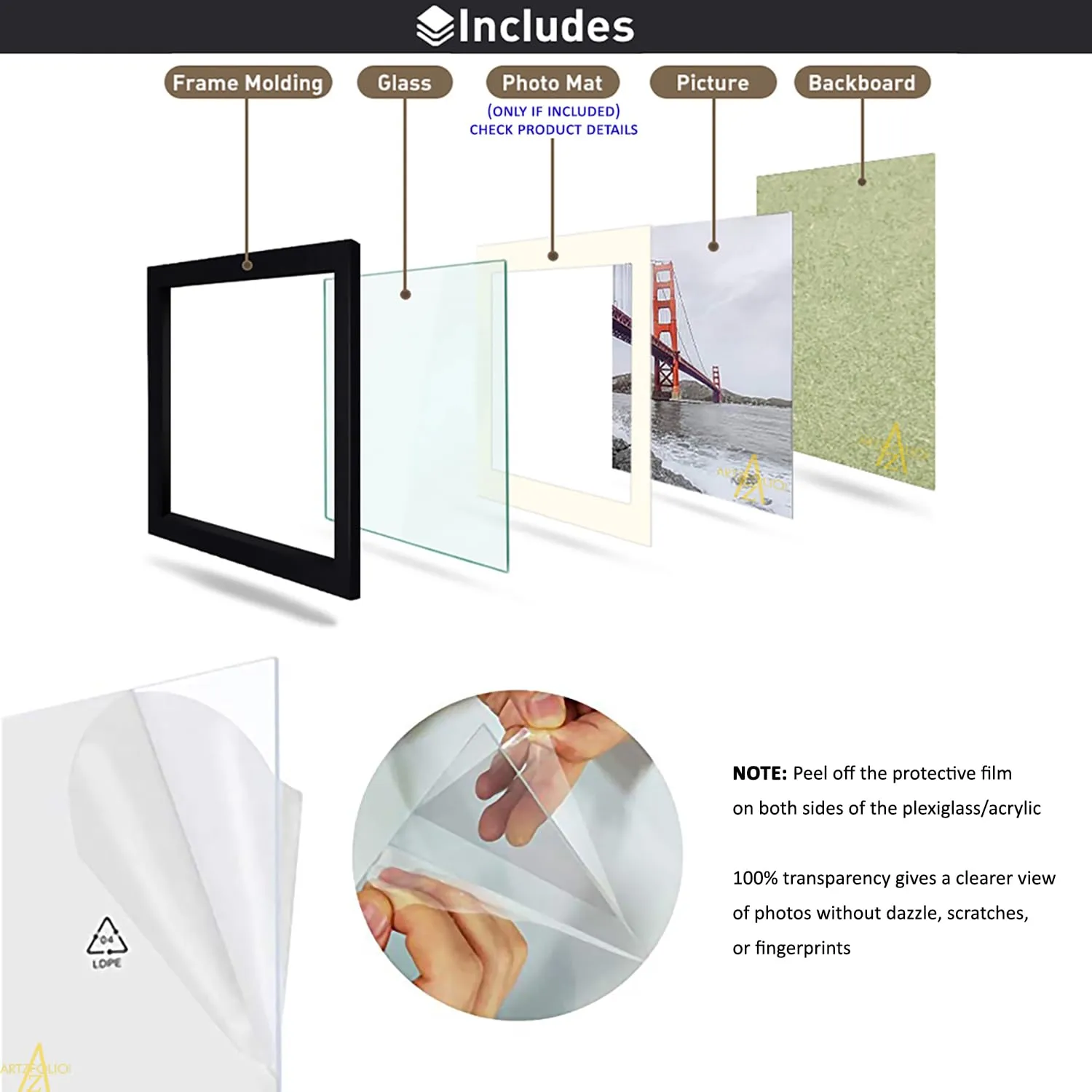 ArtzFolio Wall Photo Frame D211 | Wall Photo Frame Collage for Living Room | Picture Frames Home & Wall Decoration | Natural Brown | Set of 11 Units With Mat | 6x8-8 Unit | 8x10-3 Unit