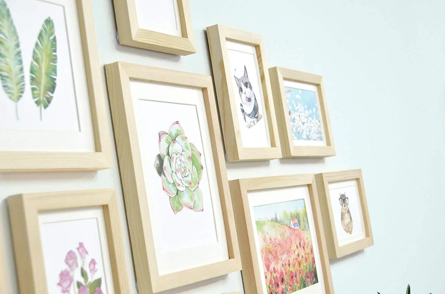 ArtzFolio Wall Photo Frame D211 | Wall Photo Frame Collage for Living Room | Picture Frames Home & Wall Decoration | Natural Brown | Set of 11 Units With Mat | 6x8-8 Unit | 8x10-3 Unit