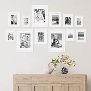 ArtzFolio Wall Photo Frame D247 | Wall Photo Frame Collage for Living Room | Picture Frames Home & Wall Decoration | White | Set of 12 Units With Mat | 6x8-5 Unit | 6x10-4 Unit | 8x10-3 Unit