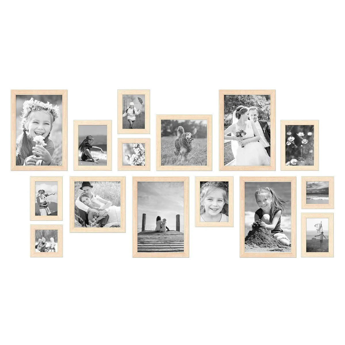 ArtzFolio Wall Photo Frame D249 | Wall Photo Picture Frames Home & Wall Decoration | Natural Brown | Set of 15 Units | 6x6-3 Unit | 6x8-6 Unit | 6x10-2 Unit | 8x10-4 Unit