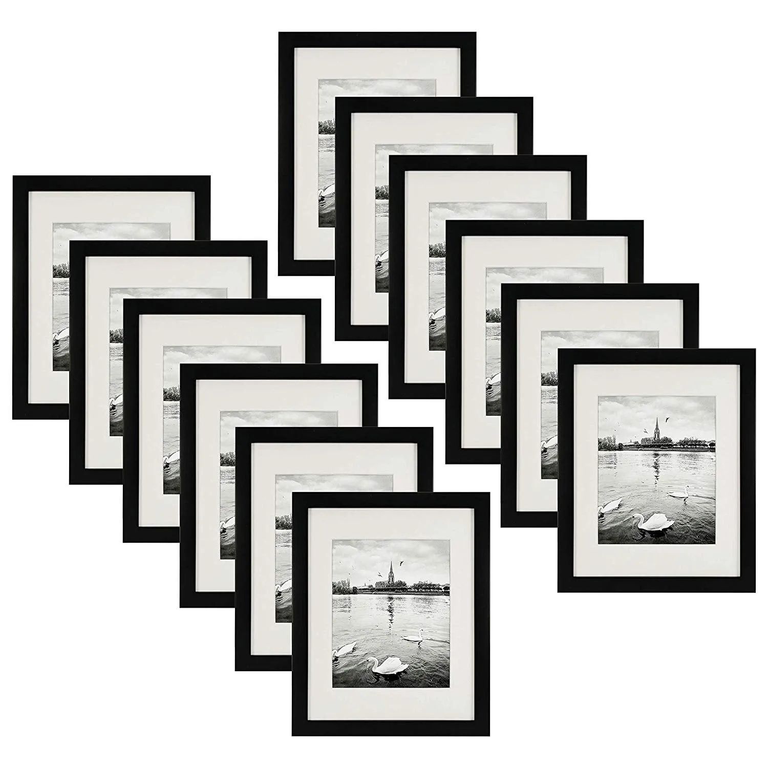 ArtzFolio Wall Photo Frame D321 | Wall Photo Frame Collage for Living Room | Picture Frames Home & Wall Decoration | Black | Set of 12 Units With Mat | 6x8inch