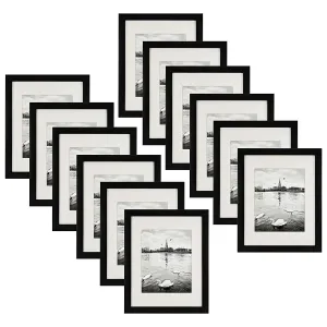 ArtzFolio Wall Photo Frame D321 | Wall Photo Frame Collage for Living Room | Picture Frames Home & Wall Decoration | Black | Set of 12 Units With Mat | 6x8inch